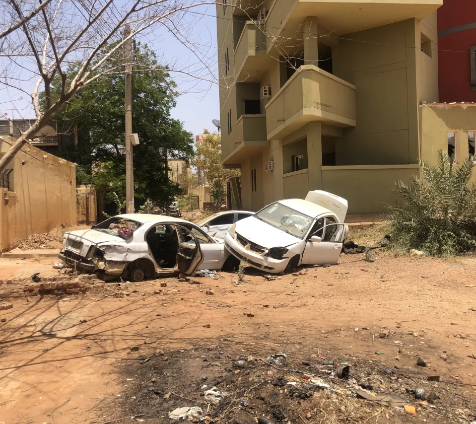 Autowrakken in Khartoum