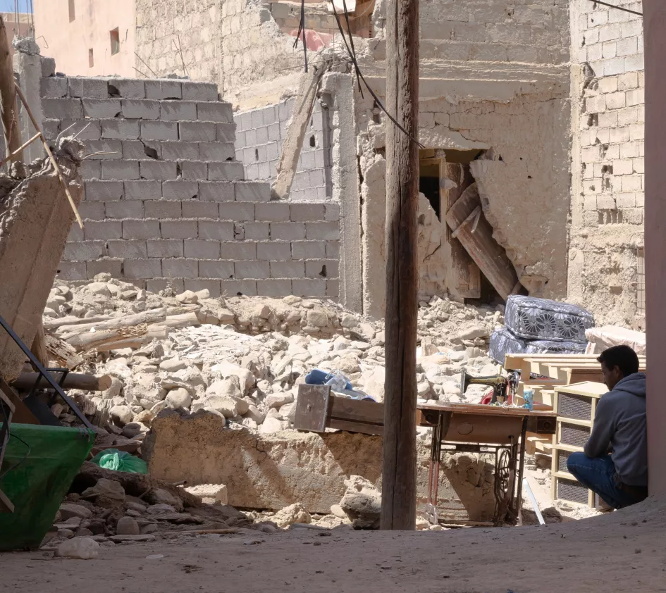 Huizen in puin in Marokko