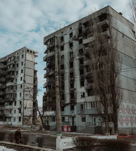 Kapotte gebouwen in Oekraïne