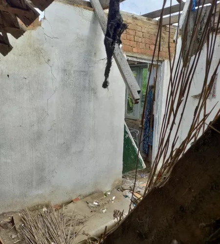 Home destroyed in Ukraine