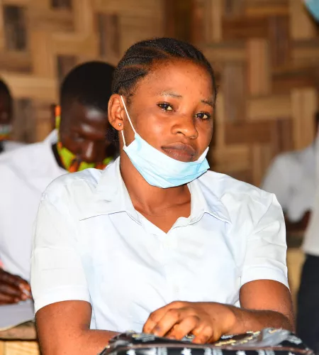 Girl in classroom in Liberia