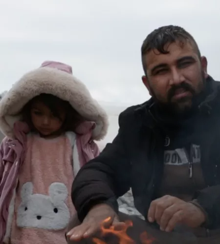 Mensen in de kou in Syrië