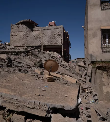 Huizen in puin in Marokko