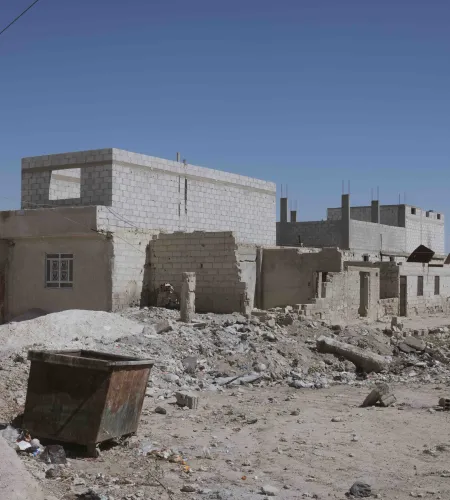 Vernielde huizen in Syrië