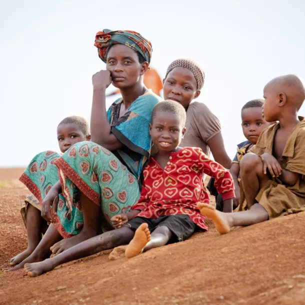 A women with her children in an African country