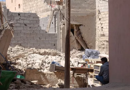 Huizen in puin in Marokko