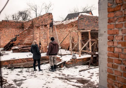 Huis in Oekraïne kapot