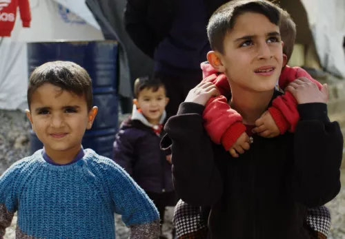 Kinderen in een vluchtelingenkamp in Irak