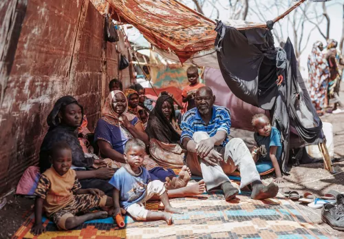 Sudanezen in vluchtelingenkamp